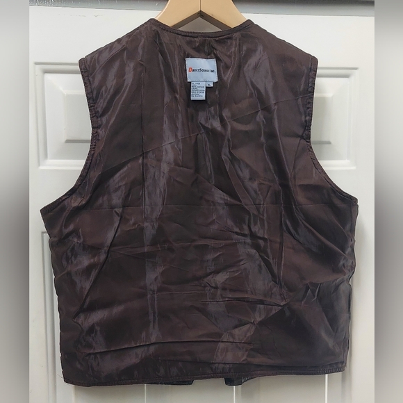 DIRECT SOURCE MEN'S BROWN PATCHWORK LEATHER 4-SNAP BUTTON VEST SIZE XL - Picture 7 of 8